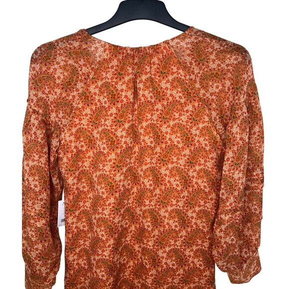 Joie Bree Caramel Multi Paisley Print Mini Silk Dress Size 4 - Picture 11 of 16